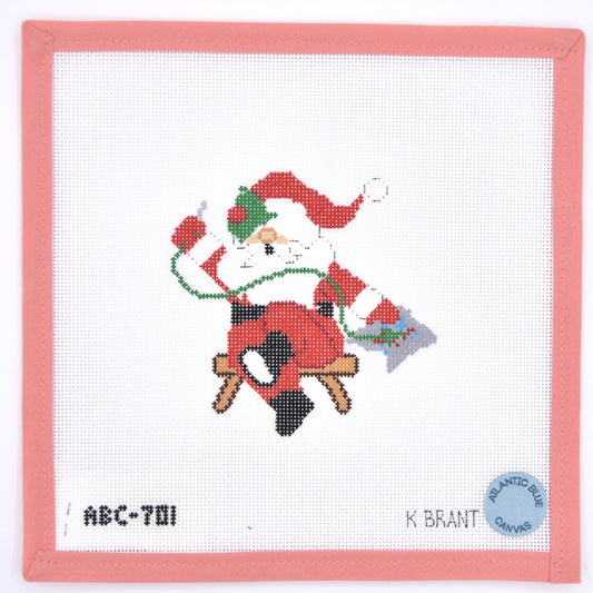 Atlantic Blue Canvas - Needlepointing Santa