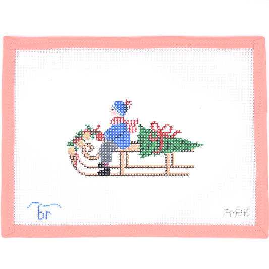 Blue Ridge Stitchery - Festive Sled Boy
