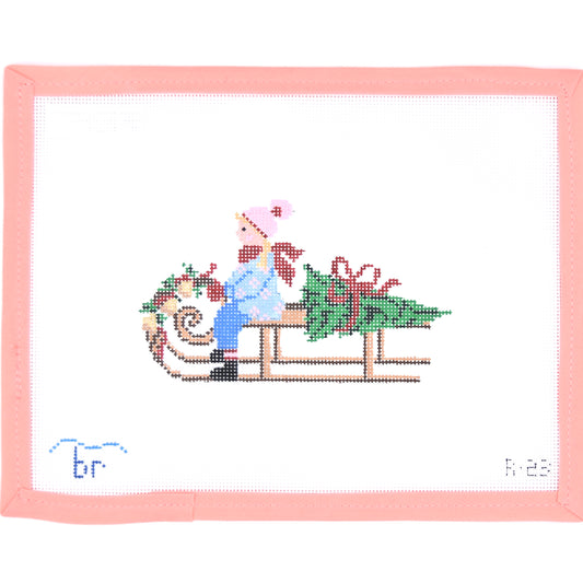 Blue Ridge Stitchery - Festive Sled Girl