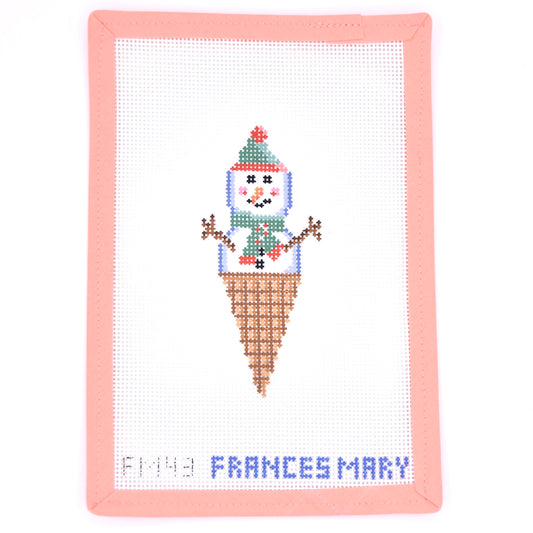 Frances Mary Needlepoint - Ice Cream Snowman Green Hat