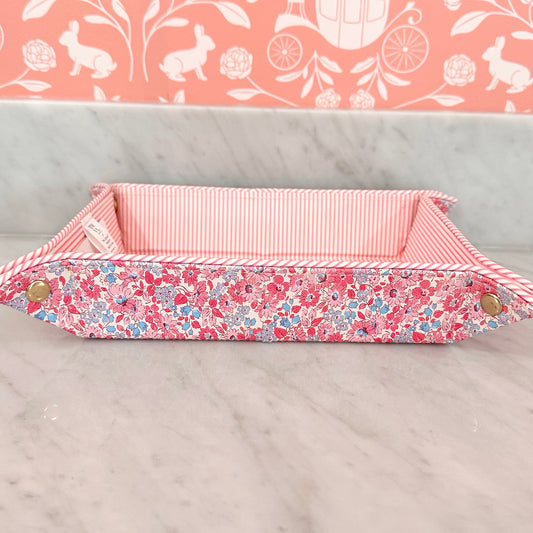 Large Vegan Leather Floral Snap Tray