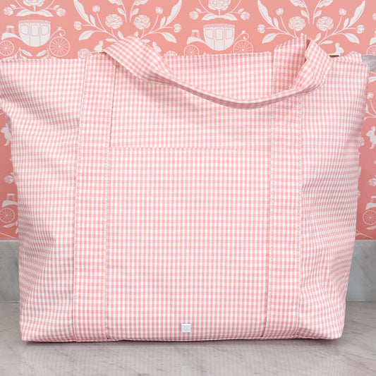 Jumbo Tote in Peach Gingham