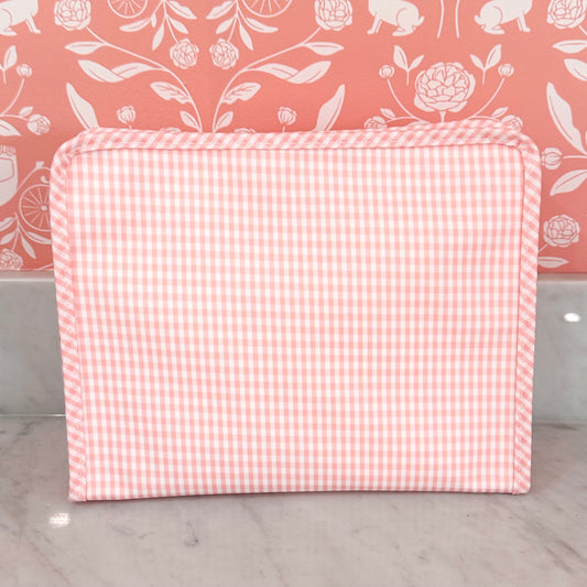 Roadie Pouch in Carriage House Peach Gingham