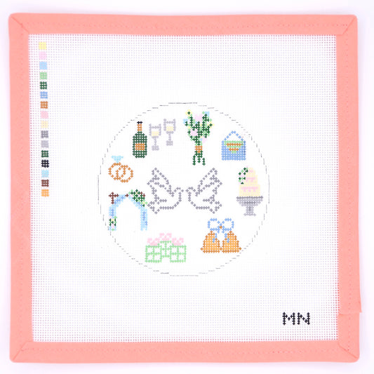 Magnolia Needlepoint - Wedding Round with Kissing Doves