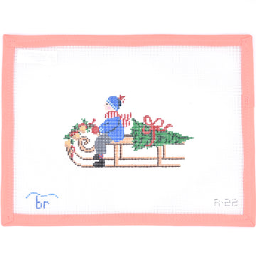 Blue Ridge Stitchery - Festive Sled Boy