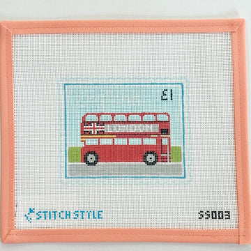 Stitch Style Needlepoint - London Double Decker Travel Stamp
