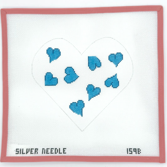 Silver Needle - Blue Heart Pillow