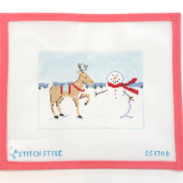 Stitch Style Needlepoint - Reindeer and Snowman