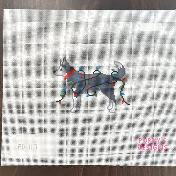 Poppy’s Designs - Husky - Christmas Lights Dog