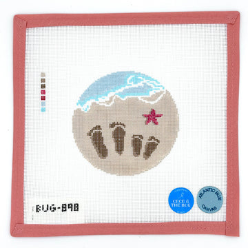 Atlantic Blue Canvas - Cece & The Bug - Footprints in the Sand