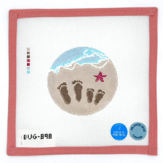 Atlantic Blue Canvas - Cece & The Bug - Footprints in the Sand