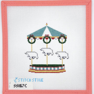Stitch Style Needlepoint - Polar Bear Christmas Carousel
