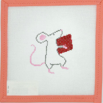 Stitch Style Needlepoint - Christmas Mice - Red Present