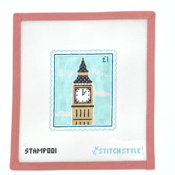 Stitch Style Needlepoint - Big Ben London Travel Stamp