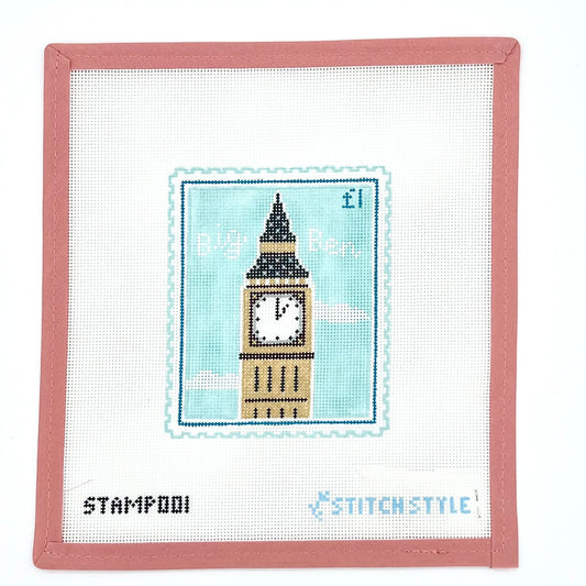 Stitch Style Needlepoint - Big Ben London Travel Stamp