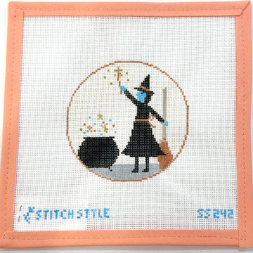 Stitch Style Needlepoint - Witch and Cauldron