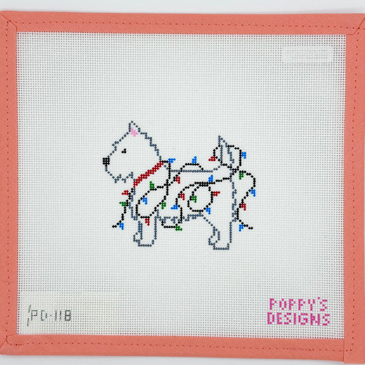 Poppy’s Designs - Christmas Lights Westie