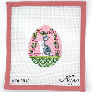 Kelly Clark Needlepoint - Pink Garland Bunny Egg