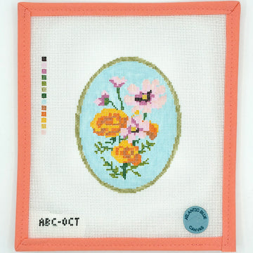 Atlantic Blue Canvas - Birth Flowers: October