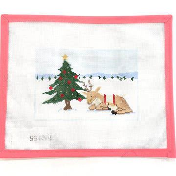 Stitch Style Needlepoint - Reindeer and Tree