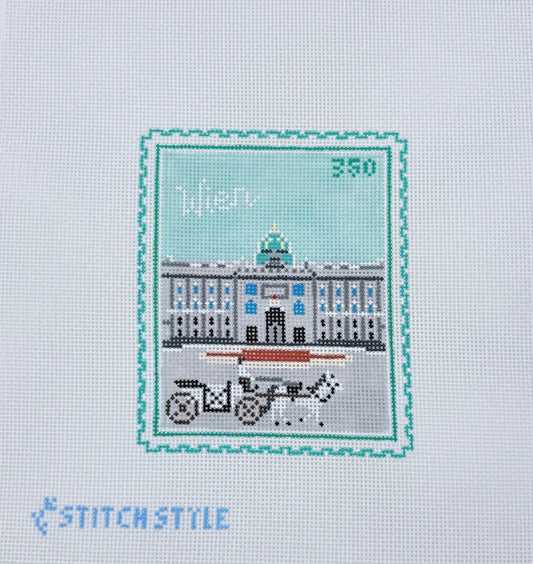 Stitch Style Needlepoint - Vienna Hofburg Travel Stamp