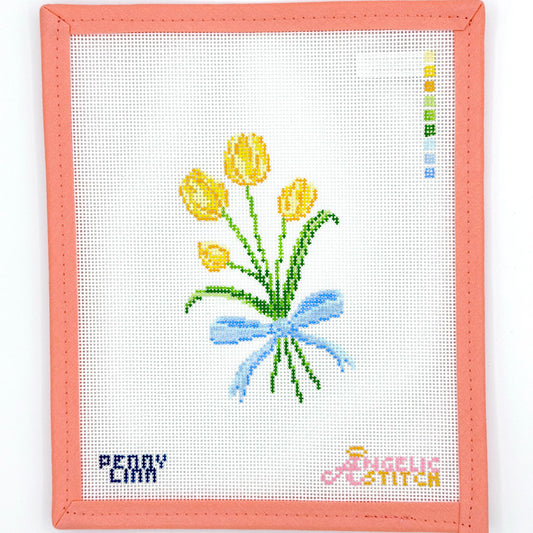 Angelic Stitch - Yellow Tulips with Bow