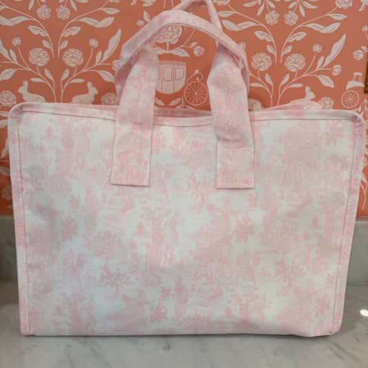 Large Tote- Bunny Toile Pink