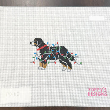 Poppy’s Designs - Bernese Mountain Dog - Christmas Lights