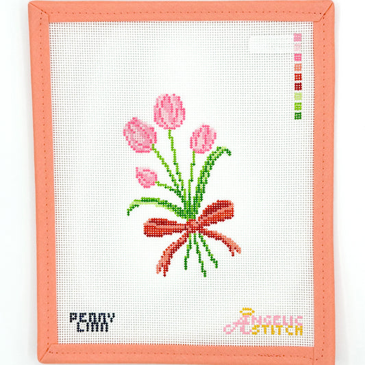 Angelic Stitch - Pink Tulips with Bow