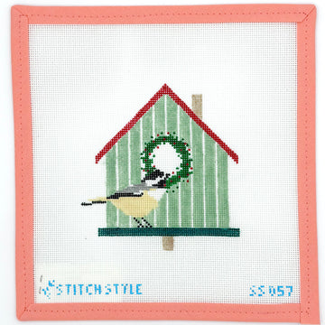 Stitch Style Needlepoint - Christmas Bird House Chickadee