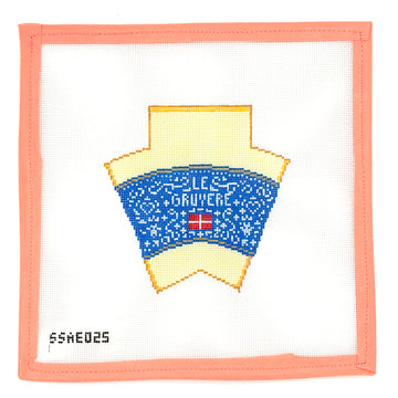 Stitch Style Needlepoint - 3D Wedge of Gruyere Cheese