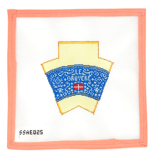 Stitch Style Needlepoint - 3D Wedge of Gruyere Cheese