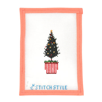 Stitch Style Needlepoint - Tree in Red and White Pot