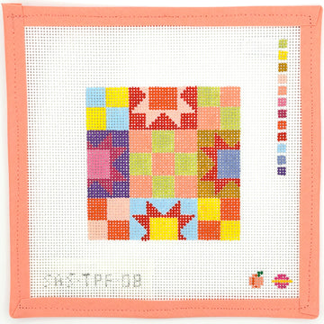 The Peach Fuzz - Patchwork Quilt, orange and yellow center