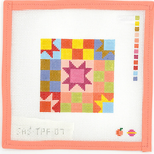 The Peach Fuzz - Patchwork Quilt, pink center