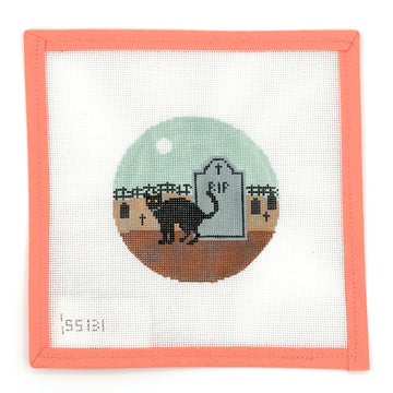 Stitch Style Needlepoint - Cat in Graveyard