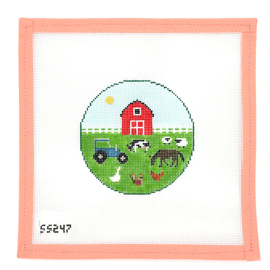 Stitch Style Needlepoint - Farm Animal Round
