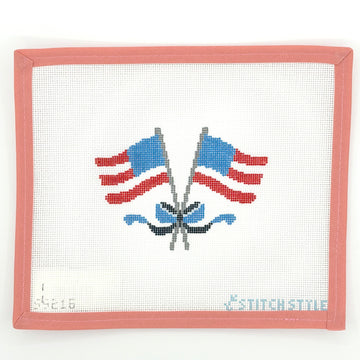 Stitch Style Needlepoint - American Flags with Bow