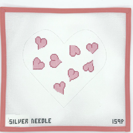 Silver Needle - Pink Heart Pillow