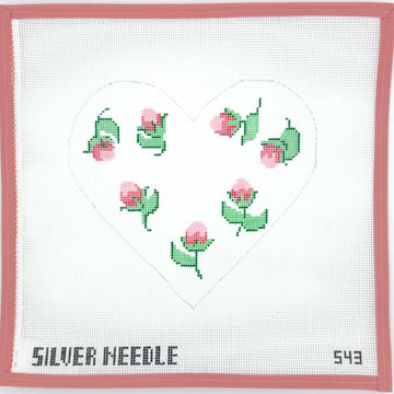 Silver Needle - Rosebud Heart Pillow
