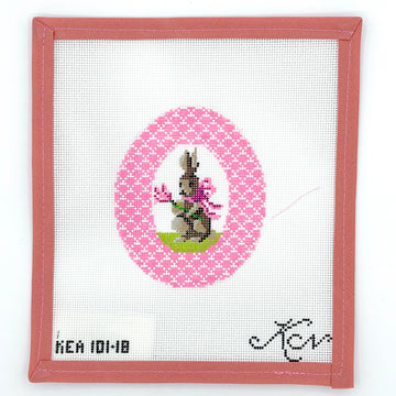 Kelly Clark Needlepoint - Pink Bunny with Tulip Egg