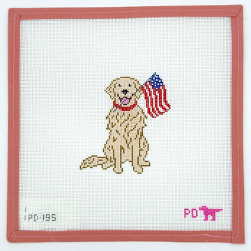 Poppy’s Designs - Dog with Flag - Golden