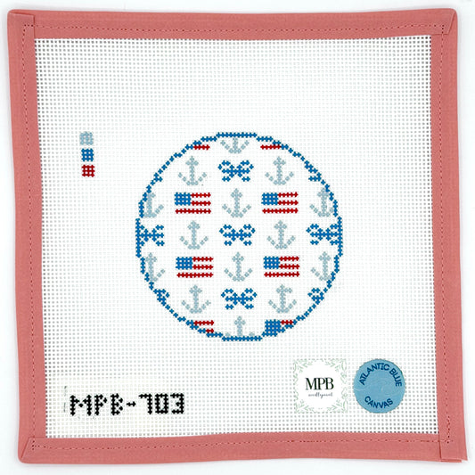 MPB Needlepoint - Nautical USA Round