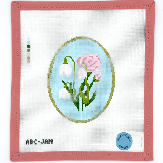 Atlantic Blue Canvas - Birth Flowers: January