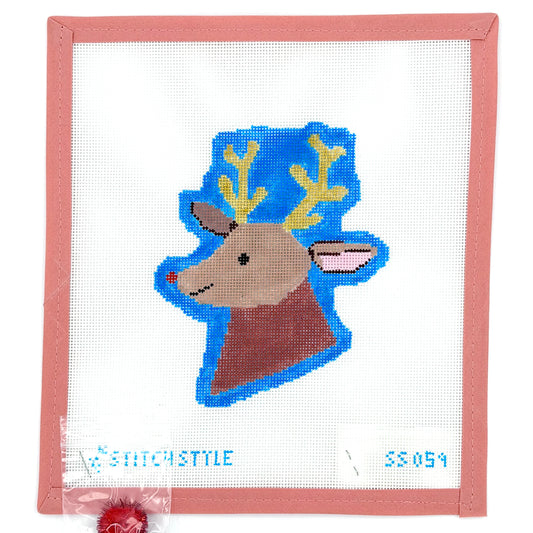 Stitch Style Needlepoint - Rudolph with Pompom