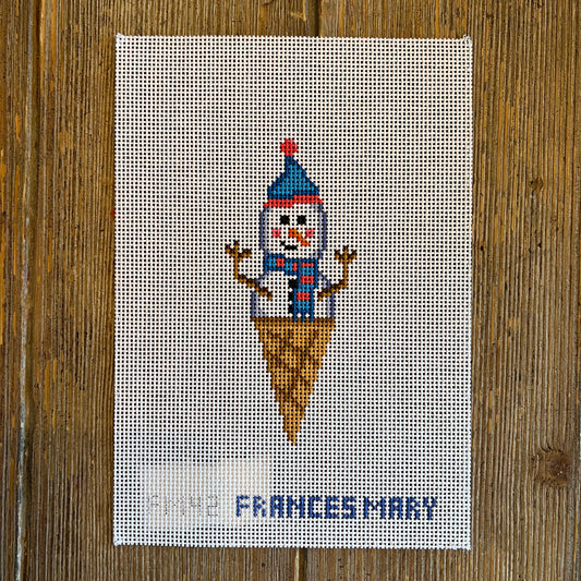 Francis Mary Needlepoint - Snow Man Ice Cream (Blue)