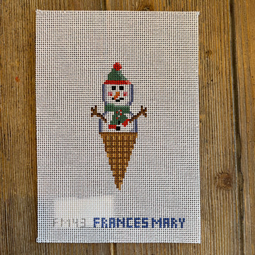 Francis Mary Needlepoint - Snow Man Ice Cream (Green)