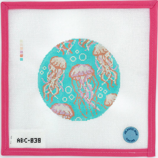 Atlantic Blue Canvas - Jellyfish Round