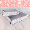 Small Vegan Leather Floral Snap Tray - Blue