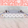 Large Vegan Leather Floral Snap Tray - Blue